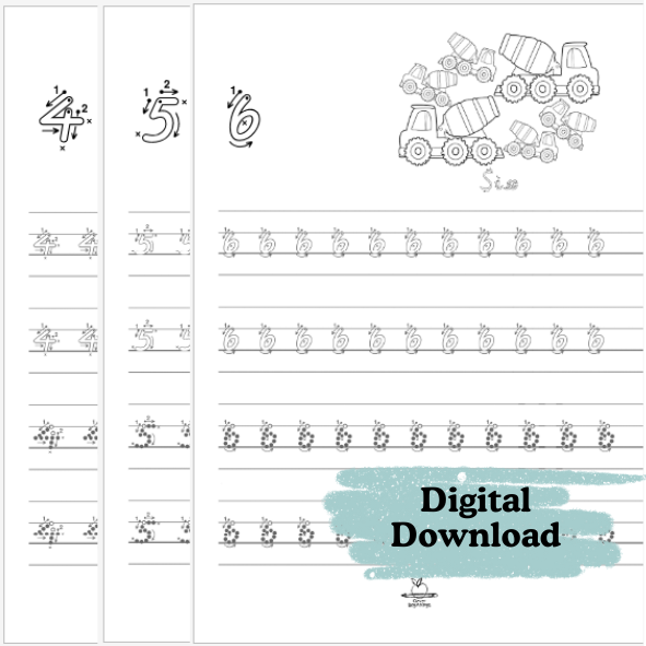 123 Construction Number Tracing Book (DIGITAL DOWNLOAD)