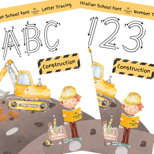 *BUNDLE* ABC & 123 Construction Tracing Books (DIGITAL DOWNLOAD)